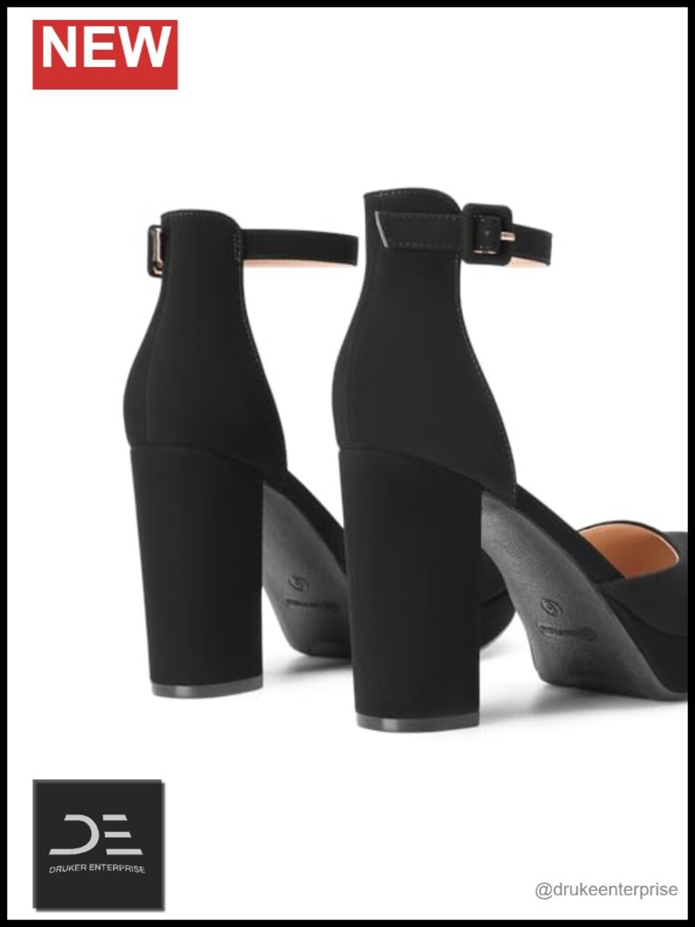 Chunky Platform Heels for Women Closed Toe Mary Jane Ankle Strap Block Heel - Picture 4 of 6